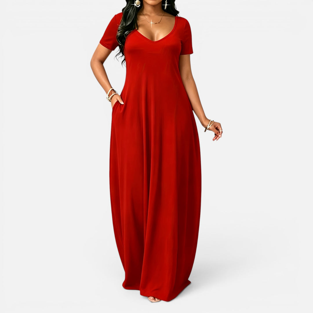 Alderaine| Women’s Comfortable Maxi Dress Short Sleeve Everyday
