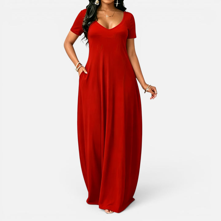 Alderaine| Women’s Comfortable Maxi Dress Short Sleeve Everyday