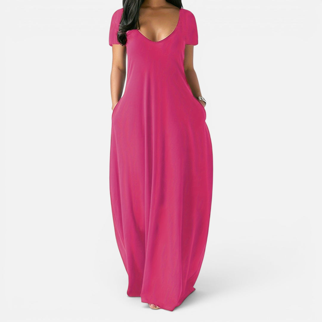 Alderaine| Women’s Comfortable Maxi Dress Short Sleeve Everyday