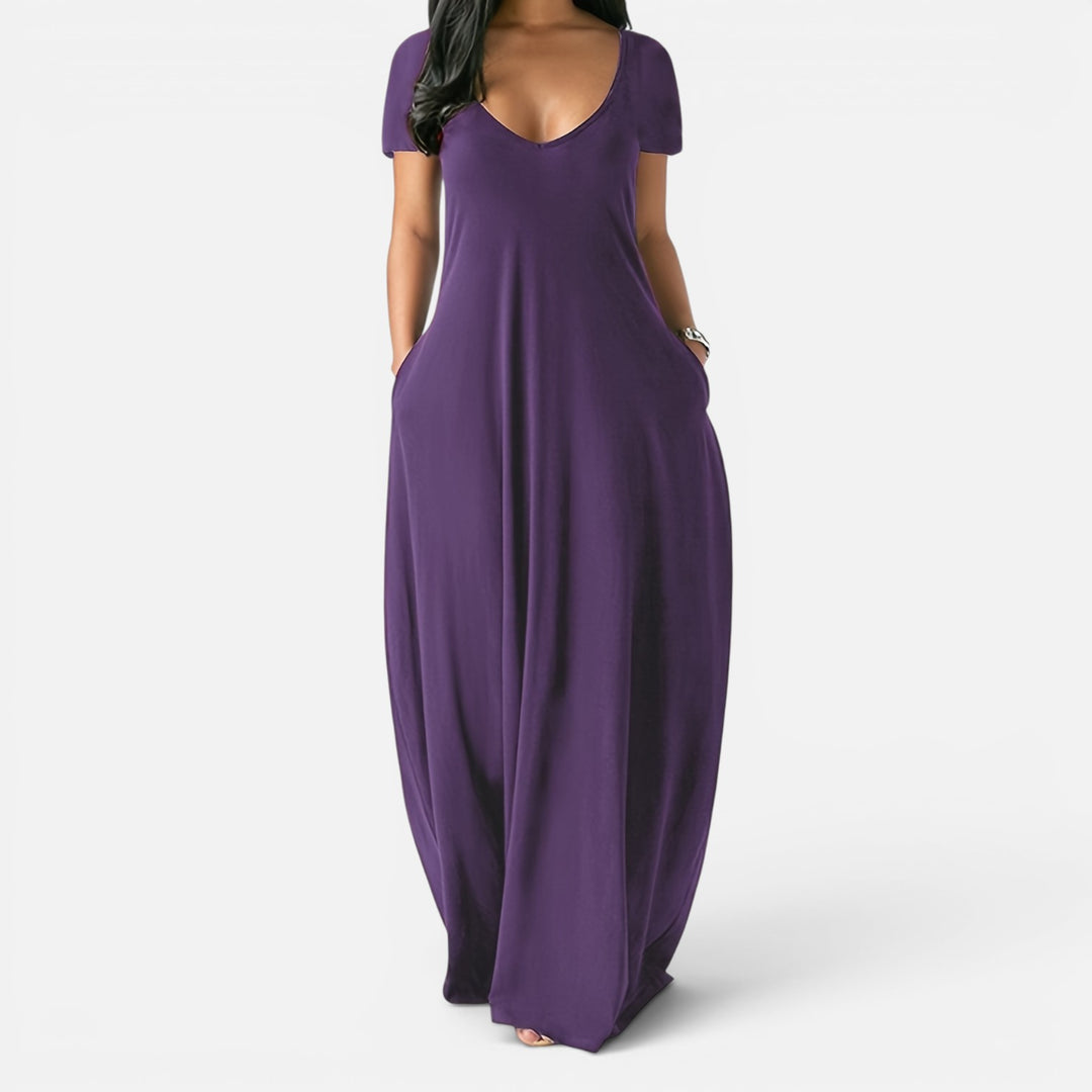 Alderaine| Women’s Comfortable Maxi Dress Short Sleeve Everyday