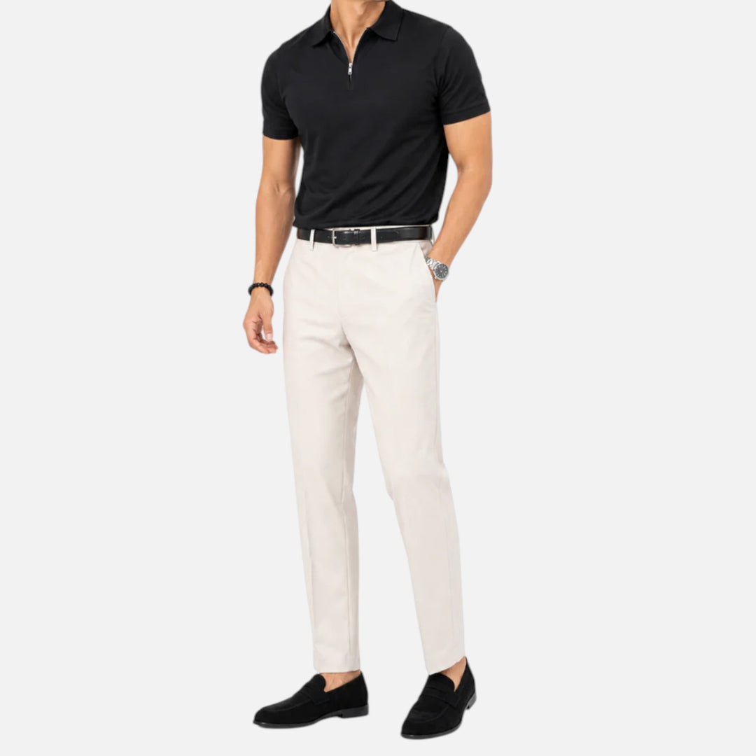 Alderaine | Men's Quarter Zip Polo Shirt for Business Casual Wear