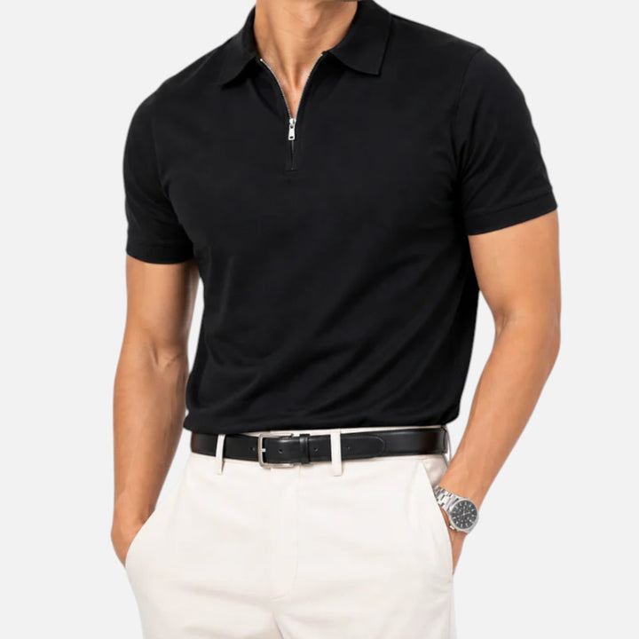 Alderaine | Men's Quarter Zip Polo Shirt for Business Casual Wear