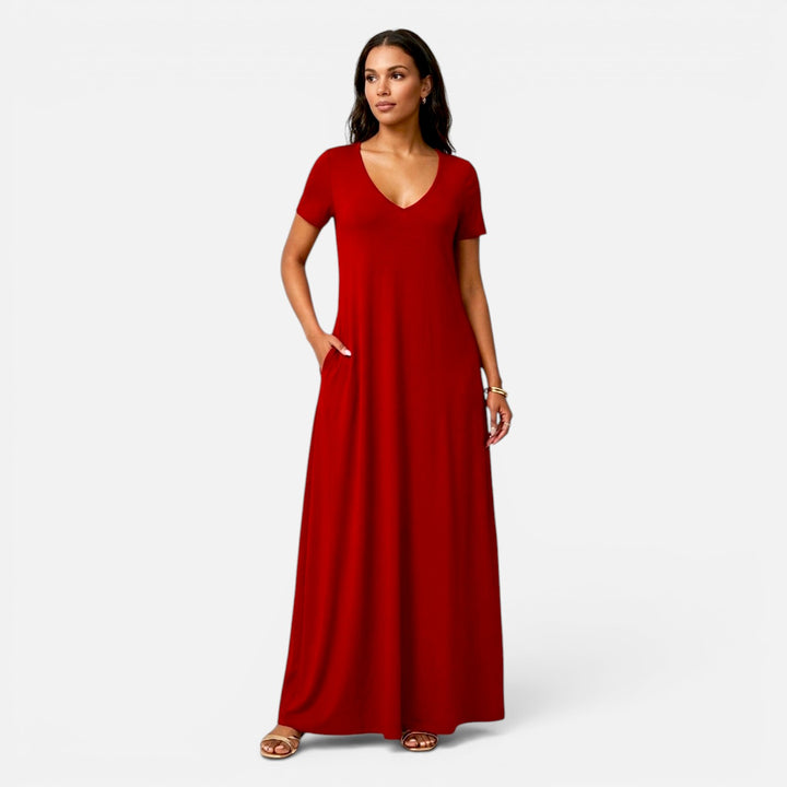 Alderaine| Women’s Comfortable Maxi Dress Short Sleeve Everyday