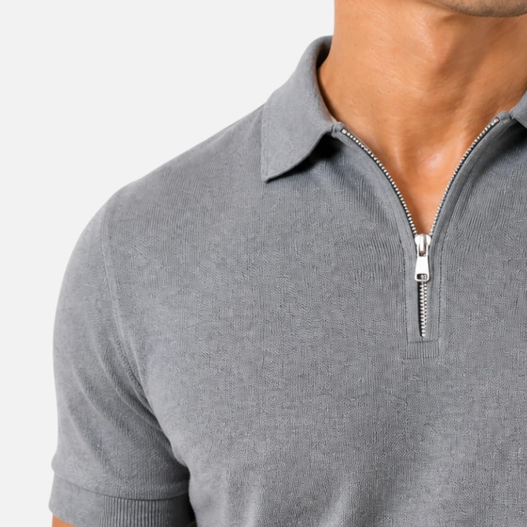 Alderaine | Men's Quarter Zip Polo Shirt for Business Casual Wear