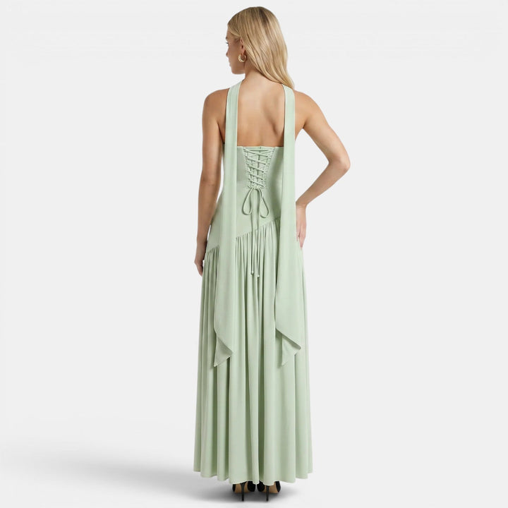 Women's Elegant Strapless Maxi Dress with Flowing Silhouette