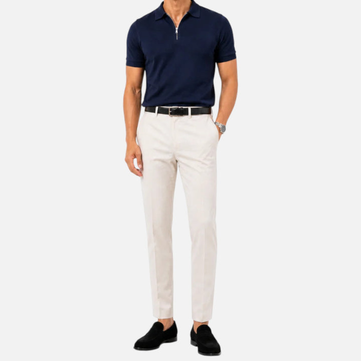 Alderaine | Men's Quarter Zip Polo Shirt for Business Casual Wear