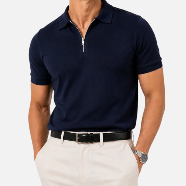 Alderaine | Men's Quarter Zip Polo Shirt for Business Casual Wear