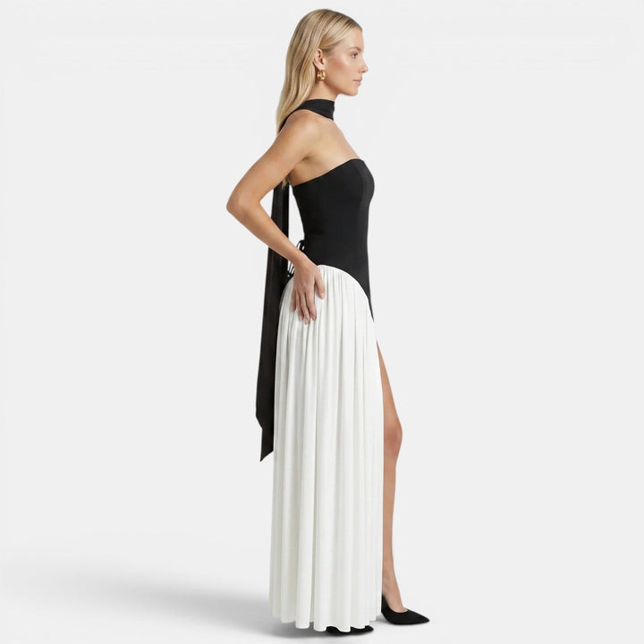 Women's Elegant Strapless Maxi Dress with Flowing Silhouette