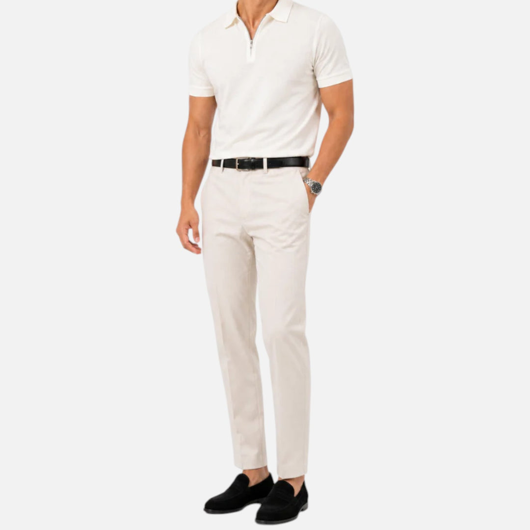 Alderaine | Men's Quarter Zip Polo Shirt for Business Casual Wear