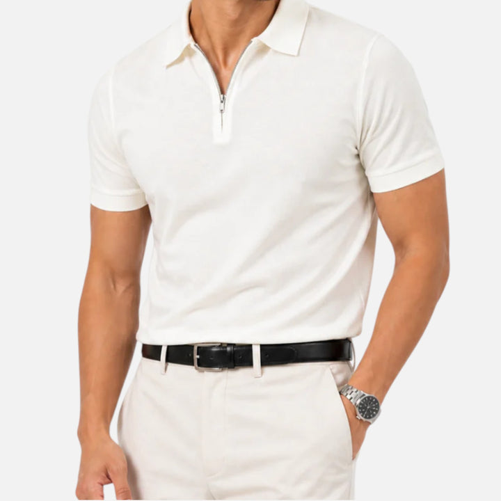 Alderaine | Men's Quarter Zip Polo Shirt for Business Casual Wear