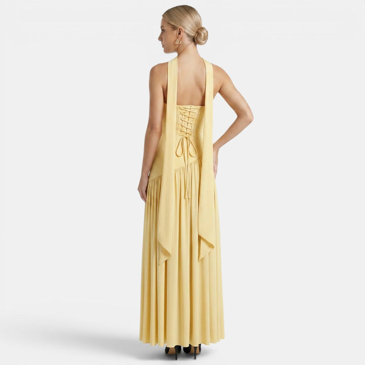 Women's Elegant Strapless Maxi Dress with Flowing Silhouette