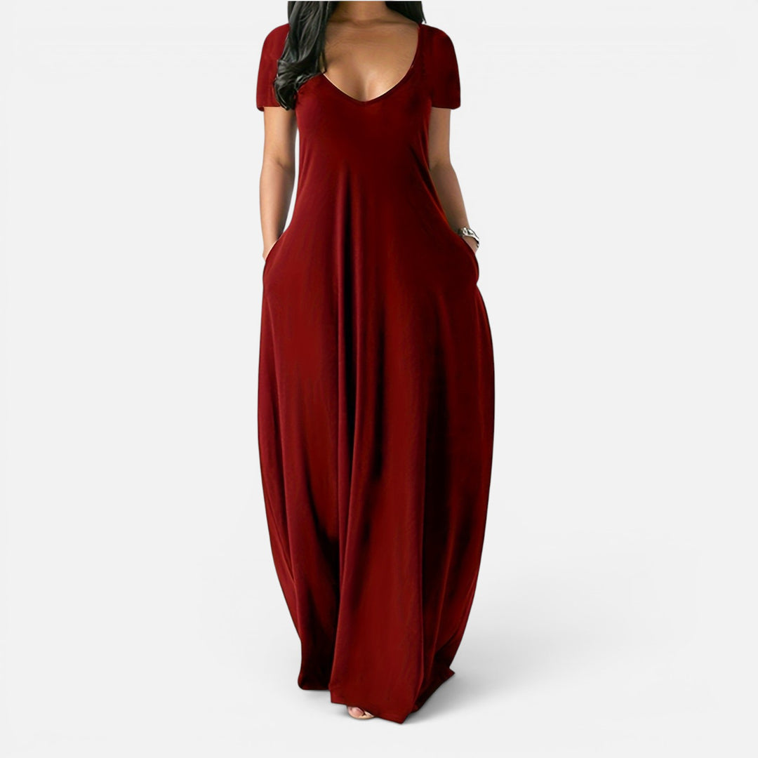 Alderaine| Women’s Comfortable Maxi Dress Short Sleeve Everyday