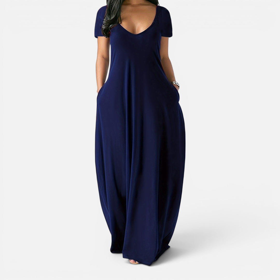 Alderaine| Women’s Comfortable Maxi Dress Short Sleeve Everyday