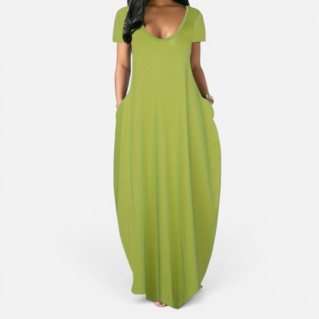 Alderaine| Women’s Comfortable Maxi Dress Short Sleeve Everyday