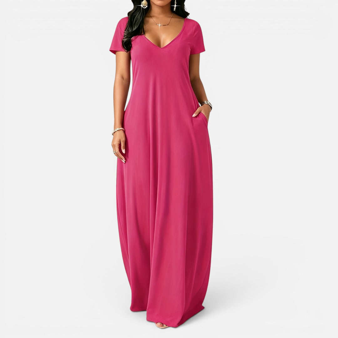 Alderaine| Women’s Comfortable Maxi Dress Short Sleeve Everyday