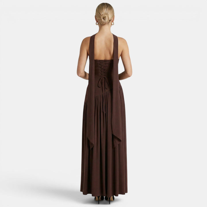 Women's Elegant Strapless Maxi Dress with Flowing Silhouette
